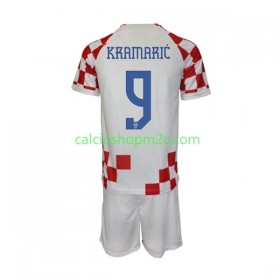 Croazia Kramaric 9 Bambino Maglia Prima World Cup 2022 Manica Corta (+ Pantaloncini)